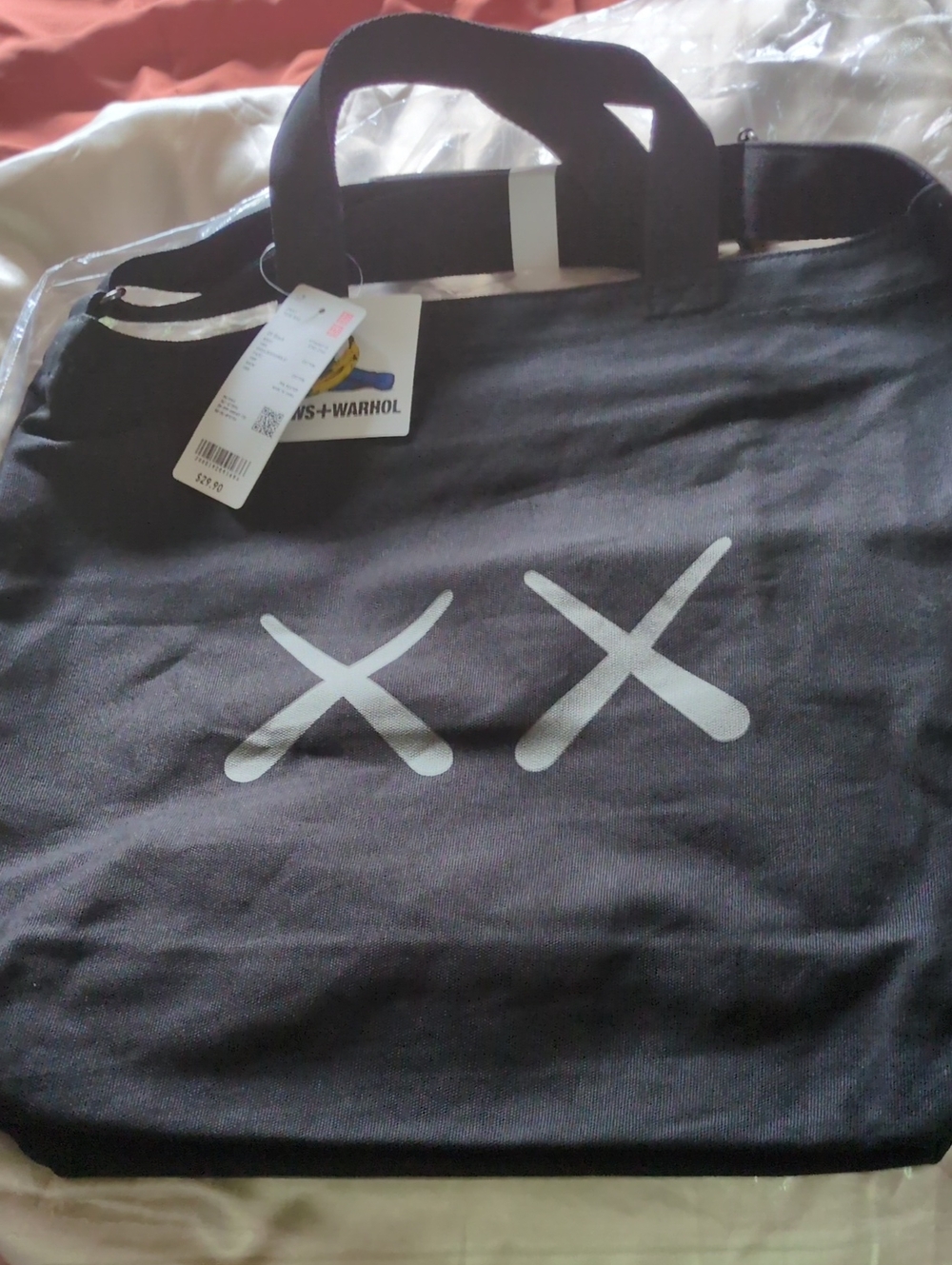 Kaws+Warhol Black Canvas Messenger Bag Uniqlo collab